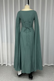 Sexy Solid Color Slit Square Neck Evening Dresses