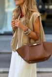 Casual Street Solid Color Zipper O Neck Tops