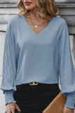Sexy Daily Solid Color Ruched V Neck Tops