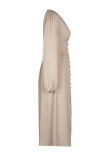 Daily Elegant Solid Color Buttons Slit V Neck A Line Dresses