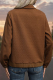 Casual Solid Color Pocket Zipper Turndown Collar Outerwear