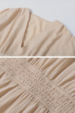 Daily Elegant Solid Color Buttons Slit V Neck A Line Dresses