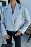 Casual Daily Solid Color Buttons Gross Turn-back Collar Outerwear