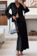 Casual Solid Color Lace Up V Neck Long Sleeve Two Pieces