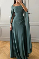 Sexy Solid Color Slit Square Neck Evening Dresses