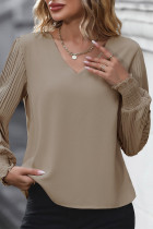 Sexy Daily Solid Color Ruched V Neck Tops