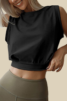 Casual Solid Color Patchwork O Neck Tops