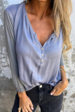 Casual Daily Solid Color Buttons V Neck Tops