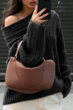 Casual Street Solid Color Potholes Off Shoulder Tops