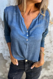 Casual Daily Solid Color Buttons V Neck Tops