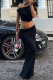 Sexy Street Solid Color Draw String Irregular Oblique Collar Short Sleeve Two Pieces