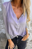 Casual Daily Solid Color Buttons V Neck Tops