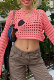 Sexy Solid Color Hollow Out Irregular O Neck Tops