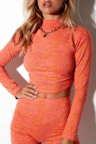 Sexy Street National Totem Geometric Print Lace Up Backless Half A Turtleneck Tops