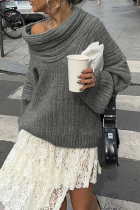 Casual Street Solid Color Potholes Off Shoulder Tops