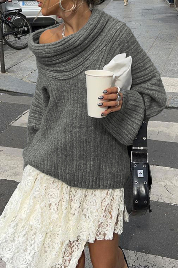 Casual Street Solid Color Potholes Off Shoulder Tops