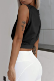 Casual Solid Color Patchwork O Neck Tops