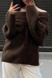 Casual Street Solid Color Potholes Off Shoulder Tops