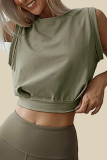 Casual Solid Color Patchwork O Neck Tops
