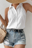 Casual Daily Solid Color Jacquard Buttons Patchwork Turndown Collar Tops