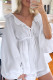 Casual Daily Solid Color Lace Up Ruffle V Neck Long Sleeve Two Pieces