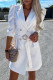 Elegant Solid Color Buttons With Belt Turn-back Collar Shirt Dresses