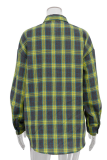 Casual Street Plaid Pocket Buttons Contrast Turndown Collar Tops