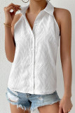 Casual Daily Solid Color Jacquard Buttons Patchwork Turndown Collar Tops