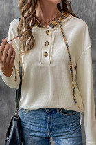 Casual Daily Plaid Lace Up Patchwork Contrast Hooded Tops