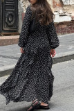 Street Elegant Polka Dot Patchwork Ruffle V Neck One Step Skirt Dresses