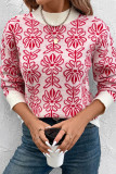 Casual Flowers Weave Contrast Half A Turtleneck Tops