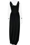 Sexy Solid Color Slit Ruched U Neck Sling Dresses