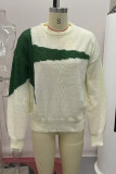 Casual Street The stars Weave Contrast O Neck Tops