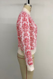 Casual Flowers Weave Contrast Half A Turtleneck Tops