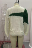Casual Street The stars Weave Contrast O Neck Tops