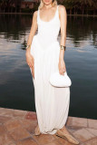 Sexy Solid Color Slit Ruched U Neck Sling Dresses