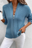 Casual Daily Solid Color Zipper Potholes Mandarin Collar Outerwear