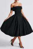 Sexy Solid Color Backless Ruched Off Shoulder Strapless Dresses