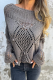 Casual Solid Color Hook Flower Hollow Out O Neck Tops