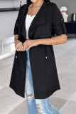 Casual Street Solid Color Draw String Turn-back Collar Outerwear