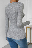Casual Solid Color Ruched O Neck Tops