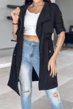 Casual Street Solid Color Draw String Turn-back Collar Outerwear