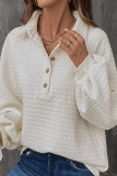 Casual Solid Color Buttons Texture Turndown Collar Tops