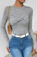Casual Solid Color Ruched O Neck Tops