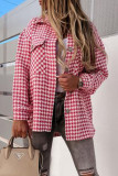 Casual Plaid Pocket Buttons Contrast Turndown Collar Tops