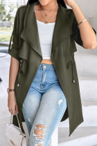 Casual Street Solid Color Draw String Turn-back Collar Outerwear