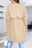 Casual Street Solid Color Draw String Turn-back Collar Outerwear