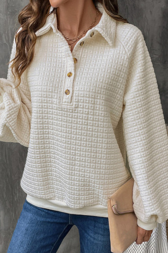 Casual Solid Color Buttons Texture Turndown Collar Tops