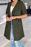 Casual Street Solid Color Draw String Turn-back Collar Outerwear