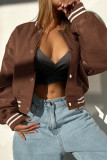 Casual Daily Solid Color Buckle O Neck Outerwear